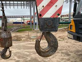 Lifting hook of a construction crane photo
