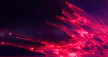 Futuristic abstract red ruby sharp glass crystals from waves, smoky lines magical energy glowing neon isolated on black background. Abstract background. Screensaver photo