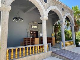 Beautiful Arabian architecture with large columns and arches. The concept of tourism and recreation in Arab countries photo