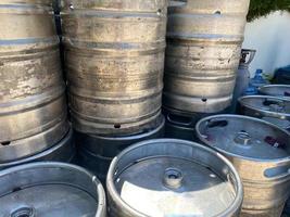 Lots of metal barrels at a beer factory photo