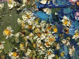 Liquid multicolored marble sprinkled with sparkles. Contemporary creativity. A colorful avant-garde painting with rich texture. A background made up of many shapes and materials photo