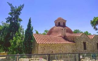 old buildings are overgrown with branches of grass. stone houses for people's lives. high-rise buildings with red-tiled roofs. near the forest with tall trees photo