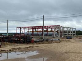 Steel structure factory building under construction photo