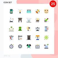 Mobile Interface Flat Color Set of 25 Pictograms of microscope face open anonymous dessert Editable Vector Design Elements