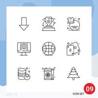 Editable Vector Line Pack of 9 Simple Outlines of world globe discount ontechnology computer Editable Vector Design Elements