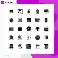 Pack of 25 creative Solid Glyphs of engine poisonous finance gas starbucks Editable Vector Design Elements