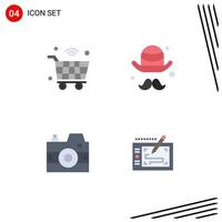 4 Creative Icons Modern Signs and Symbols of cart camera iot brim photo Editable Vector Design Elements