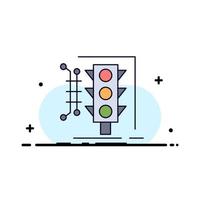 City management monitoring smart traffic Flat Color Icon Vector