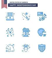 Editable Vector Line Pack of USA Day 9 Simple Blues of alcohol american usa fire american Editable USA Day Vector Design Elements