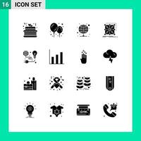 16 Universal Solid Glyphs Set for Web and Mobile Applications light protection proxy complex app Editable Vector Design Elements