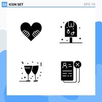 Modern 4 solid style icons Glyph Symbols for general use Creative Solid Icon Sign Isolated on White Background 4 Icons Pack Creative Black Icon vector background