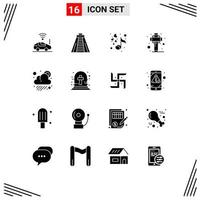16 User Interface Solid Glyph Pack of modern Signs and Symbols of sun cloud music saint ireland Editable Vector Design Elements