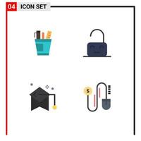 Modern Set of 4 Flat Icons and symbols such as pen parental organizer tools education Editable Vector Design Elements