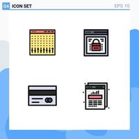 Universal Icon Symbols Group of 4 Modern Filledline Flat Colors of console web security hardware page lock card Editable Vector Design Elements