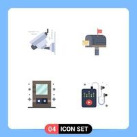 4 Universal Flat Icons Set for Web and Mobile Applications camera mirror mail email hobbies Editable Vector Design Elements