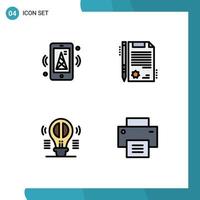 Universal Icon Symbols Group of 4 Modern Filledline Flat Colors of internet creative thinking mobile legal thinking Editable Vector Design Elements