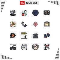 Set of 16 Modern UI Icons Symbols Signs for medical care arrow wagon trailer Editable Creative Vector Design Elements