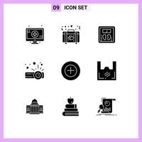 conjunto de 9 iconos de interfaz de usuario modernos símbolos signos para bolsa más escala agregar elementos de diseño de vector editables de presentación