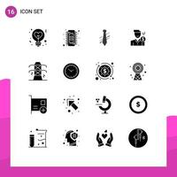 Editable Vector Line Pack of 16 Simple Solid Glyphs of money fee ram cost fashion Editable Vector Design Elements