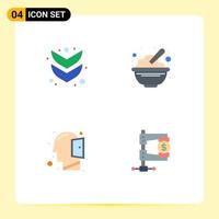 4 User Interface Flat Icon Pack of modern Signs and Symbols of arrow mind bowl oats thinking Editable Vector Design Elements