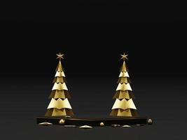 Background 3d render Christmas and new year gold and black colors Background. 3d design Christmas and new year luxury background. Merry Christmas and Happy New Year concept. 3D illustration photo