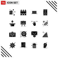 Pack of 16 Modern Solid Glyphs Signs and Symbols for Web Print Media such as chemistry pot historic nature user Editable Vector Design Elements