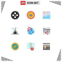 Set of 9 Modern UI Icons Symbols Signs for share location image globe hobbies Editable Vector Design Elements