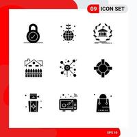 Modern Set of 9 Solid Glyphs Pictograph of house construction banking building education Editable Vector Design Elements