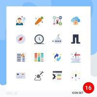 Group of 16 Modern Flat Colors Set for navigation compass like loucked network Editable Pack of Creative Vector Design Elements