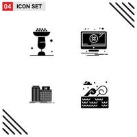 Set of 4 Modern UI Icons Symbols Signs for baking hospital cupsakes error medical Editable Vector Design Elements