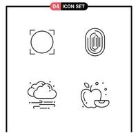 Mobile Interface Line Set of 4 Pictograms of omni scanning crypto coin recognition wind Editable Vector Design Elements