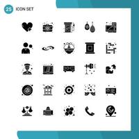 25 Universal Solid Glyphs Set for Web and Mobile Applications hardware computer ecology food easter Editable Vector Design Elements