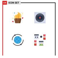 4 Universal Flat Icons Set for Web and Mobile Applications bakery marketing day bath design Editable Vector Design Elements