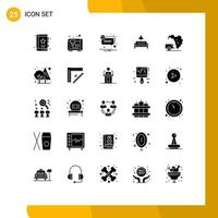 Group of 25 Solid Glyphs Signs and Symbols for garbage dump bubble home furniture Editable Vector Design Elements