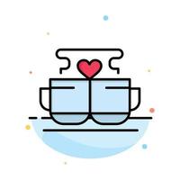 Cup Coffee Love Heart Valentine Abstract Flat Color Icon Template vector