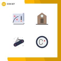 Universal Icon Symbols Group of 4 Modern Flat Icons of achievement climate label camping measure Editable Vector Design Elements