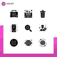 User Interface Pack of 9 Basic Solid Glyphs of in signals asset mobile signals tree Editable Vector Design Elements