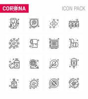 Coronavirus Awareness icon 16 Line icons icon included vaccine drugs virus bottle injured viral coronavirus 2019nov disease Vector Design Elements