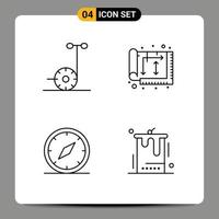 4 User Interface Line Pack of modern Signs and Symbols of motor direction architect house location Editable Vector Design Elements