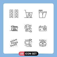 Modern Set of 9 Outlines and symbols such as plug software fashion internet exploit Editable Vector Design Elements