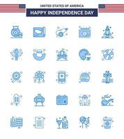 Pack of 25 creative USA Independence Day related Blues of rocket day army date american Editable USA Day Vector Design Elements