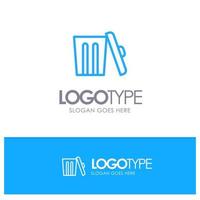 Ecology Environment Garbage Trash Blue outLine Logo with place for tagline vector