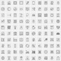 paquete de 100 iconos de líneas universales para móviles y web vector