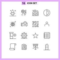 Universal Icon Symbols Group of 16 Modern Outlines of seo marketing location sun space Editable Vector Design Elements