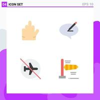 Modern Set of 4 Flat Icons and symbols such as gesture disabled chat pen off Editable Vector Design Elements