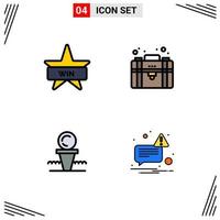 Pictogram Set of 4 Simple Filledline Flat Colors of badge court win portfolio hit Editable Vector Design Elements