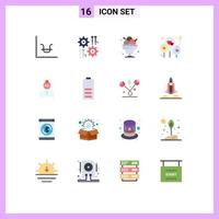 Set of 16 Vector Flat Colors on Grid for head heart arrow balloon ice cream Editable Pack of Creative Vector Design Elements