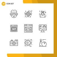 9 Creative Icons Modern Signs and Symbols of webpage interface graduate seo coding Editable Vector Design Elements