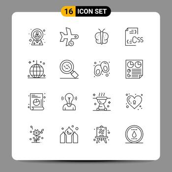 16 Outline concept for Websites Mobile and Apps development css transport coding easter Editable Vector Design Elements