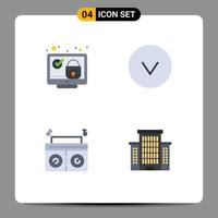 4 Creative Icons Modern Signs and Symbols of lock player check circle building Editable Vector Design Elements